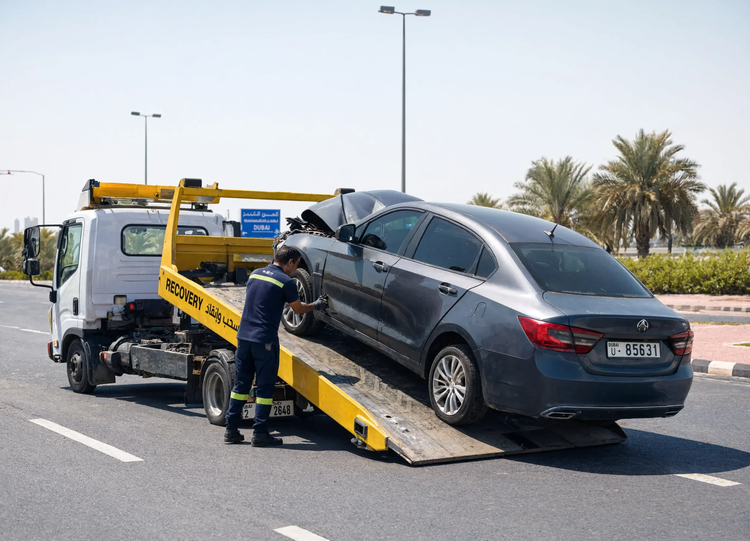 Accident recovery vehicle and collision towing assistance in Abu Dhabi